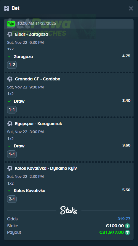 fixed matches 1x2 22.11.2025