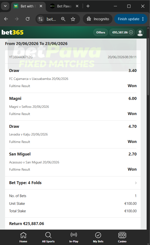fixed matches 1x2 20.06.2026